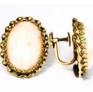 14K Angel Skin Large Coral Ear Clips with Screw Backs